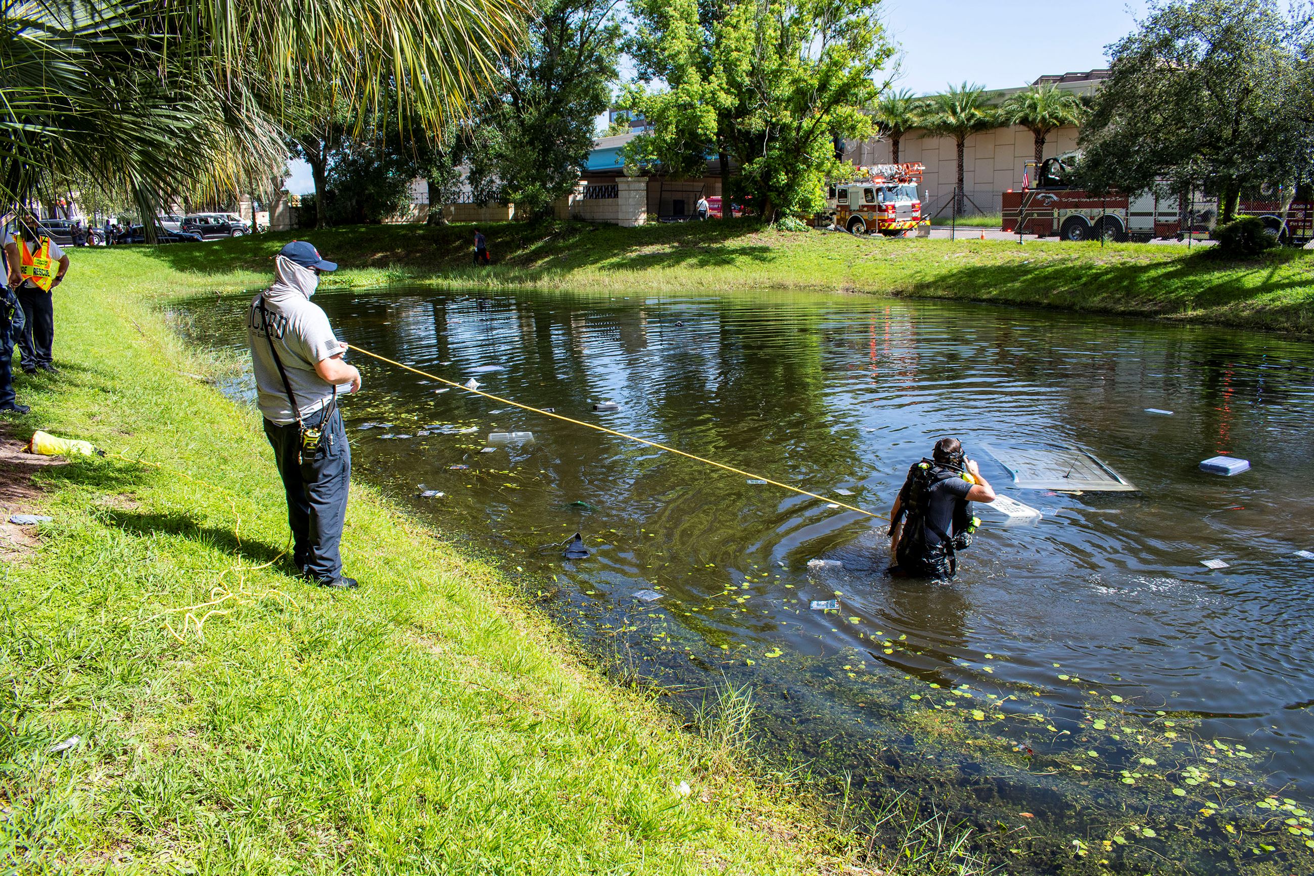 Fire  Dept. Car in Pond 8-1-20 1